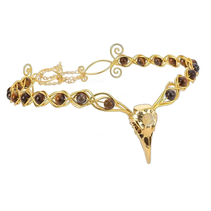 CoTeeZa Viking Fairy Crow Crown - Fantasy Gold Braided Headpiece, Medieval Circlet Celtic Queen King Crowns for Women Men Headwear Renaissance Costume Halloween Cosplay Headband - Image 1